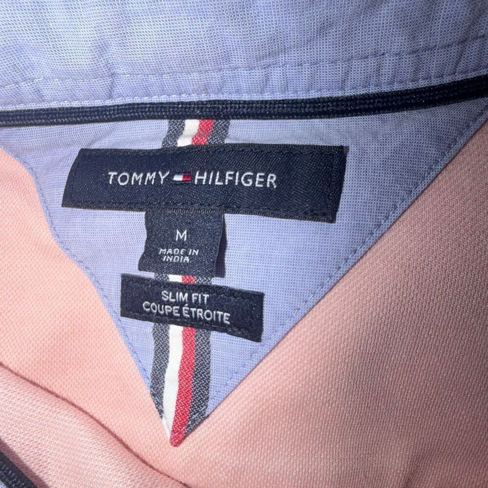TOMMY HILFIGER Pink Slim Fit Long Sleeve Button up Pique Shirt-M - Picture 7 of 9
